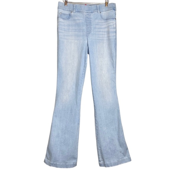 SPANX Light Blue High-Rise Sz L Flare Jeans - Picture 1 of 12